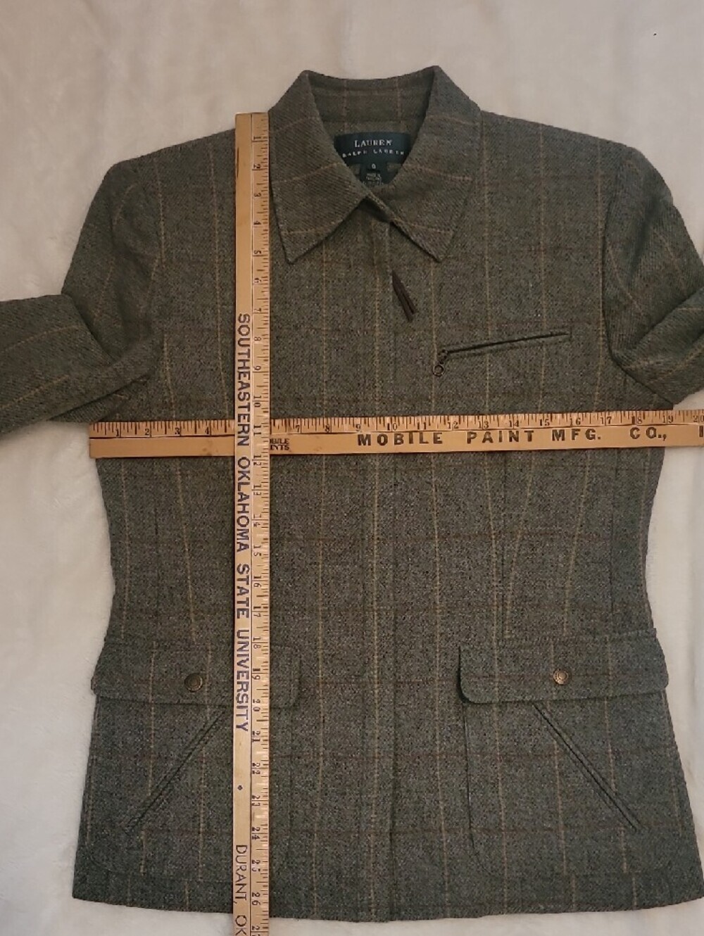 Ralph Lauren Plaid Zip-Up Wool Blazer Jacket - Picture 8 of 8